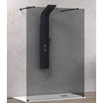 Walk in Doppio Ingresso H200cm Fumè 8mm Anticalcare Nero Opaco - 158 cm