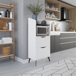 Mobile per Forno Microonde in Legno Bianco Multiuso con Cassetti da Cucina