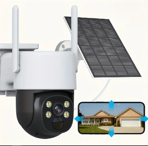 MF artSHOP  Telecamera di Sicurezza WiFi da Esterno IP Camera con Pannello Solare, PTZ, Visione Notturna