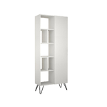 Libreria Bianca Moderna Scaffale Rettangolare con 11 Vani in Legno