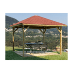 Gazebo in Legno Pino Impregnato 3x3 Copertura con Tetto Pergola da Giardino