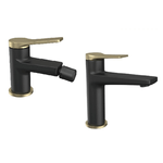 Set Rubinetteria Lavabo e Bidet Colore Nero Opaco e Bronze