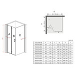 Box Doccia H195cm Anta a Libro Frameless Cristallo 6mm Anticalcare - 80x90