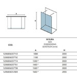 Walk in Posizionamento Libero H200cm Trasparente 8mm Anticalcare Dettagli Oro - 138 cm