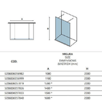 Walk in Doppio Ingresso H200cm Trasparente 8mm Anticalcare Profili Neri - 168 cm