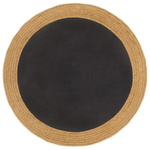 Tappeto Intrecciato Nero e Naturale 120cm Juta e Cotone Rotondo