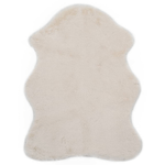 Tappeto 65x95 cm Pelliccia di Coniglio Sintetica Crema