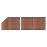 vidaXL Pannelli Recinzione 3 Quadrati 1 Inclinato 619x186cm Marrone