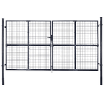Cancello per Giardino Rete in Acciaio Zincato 289x175 cm Grigio