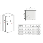 Box Doccia H195cm Anta a Libro Frameless Cristallo 6mm Anticalcare - 80x75 - Ingresso lato corto