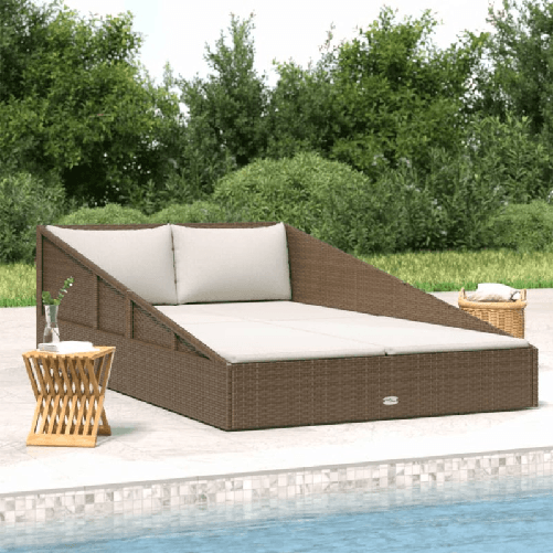 vidaXL Lettino Prendisole Marrone 201x139 cm in Polyrattan