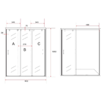 Box Doccia Angolare 3 Ante Scorrevoli 8mm H195 - 90x80 - Ingresso Lato Corto