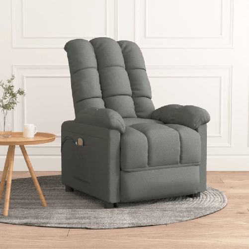 vidaXL Poltrona Massaggiante Elettrica Grigio Scuro in Tessuto