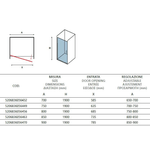 Porta Doccia Battente Trasparente H190 6mm - 85-90 cm