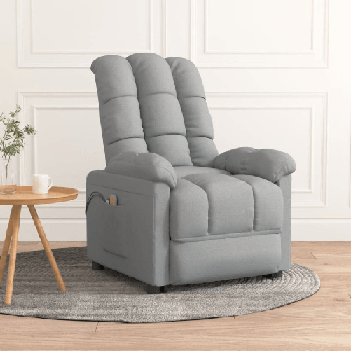 vidaXL Poltrona Massaggiante Elettrica Grigio Chiaro in Tessuto