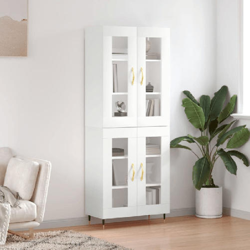 vidaXL Credenza Bianca 69,5x34x180 cm in Legno Multistrato