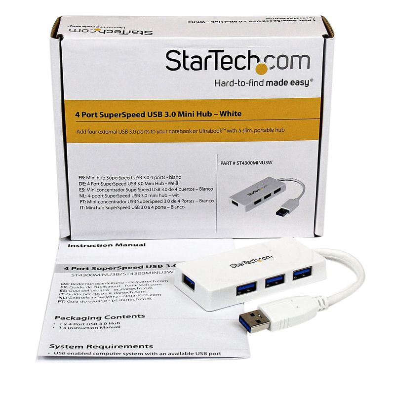 StarTech.com-Hub-portatile-mini-USB-3.0-SuperSpeed-a-4-porte---Perno-e-concentratore-per-Ultrabook-USB-3.0-con-cavo-integrato---Bianco