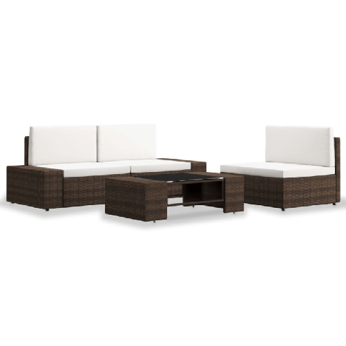 vidaXL Set Divani da Giardino 4 pz in Polyrattan Marrone