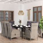 vidaXL Set da Pranzo per Giardino 9 pz con Cuscini Grigio e Nero