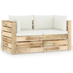 VidaXL Divano da Giardino 2 Posti con Cuscini Legno Impregnato Verde