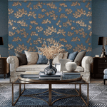 DUTCH WALLCOVERINGS Carta da Parati Motivo a Pino Oro e Blu