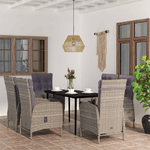 vidaXL Set da Pranzo da Giardino 7 pz con Cuscini Grigio e Nero