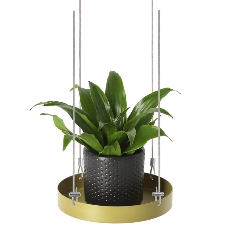 Esschert-Design-Vassoio-Sospeso-per-Piante-Rotondo-Dorato-S
