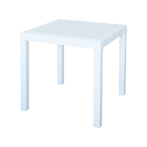 Tavolo 80x80 Bianco in Resina Poli Rattan Plastica Quadrato da Giardino Esterno