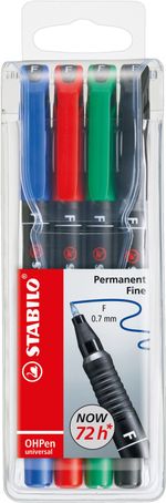 STABILO-OHPen-universal-permanent-4-Pack-marcatore-permanente-Tipo-di-punta-Nero-Blu-Verde-Rosso-4-pz