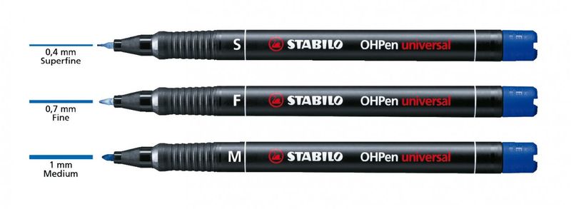 STABILO-OHPen-universal-permanent-4-Pack-marcatore-permanente-Tipo-di-punta-Nero-Blu-Verde-Rosso-4-pz