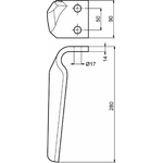 Dente per erpice lunghezza 280mm larghezza 90mm adattabile Sicma Confezione da 1pz