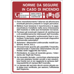 Cartello segnaletica "norme caso incendio" 50x35 Confezione da 1pz