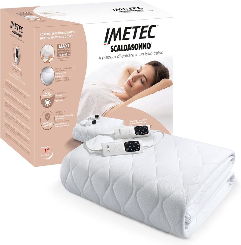 Imetec-16729-coperta-cuscino-elettrico-Riscaldaletto-elettrico-300-W-Bianco-Tessuto