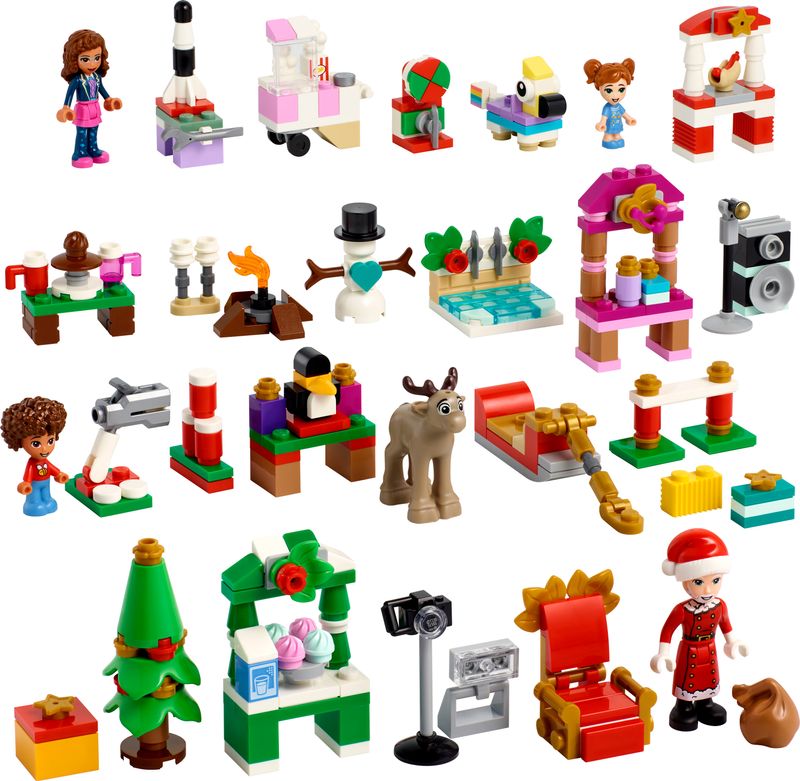 LEGO-Friends-41706-Calendario-dell-Avvento-Set-2022-24-Giochi-Creativi-Natalizi-con-Babbo-Natale-Pupazzo-di-Neve-e-Renne