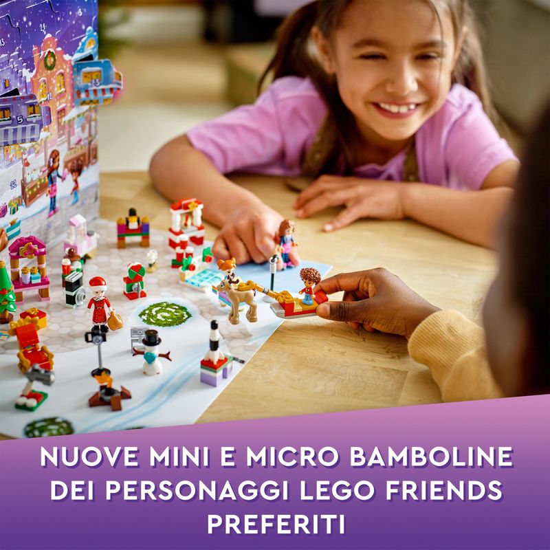 LEGO-Friends-41706-Calendario-dell-Avvento-Set-2022-24-Giochi-Creativi-Natalizi-con-Babbo-Natale-Pupazzo-di-Neve-e-Renne