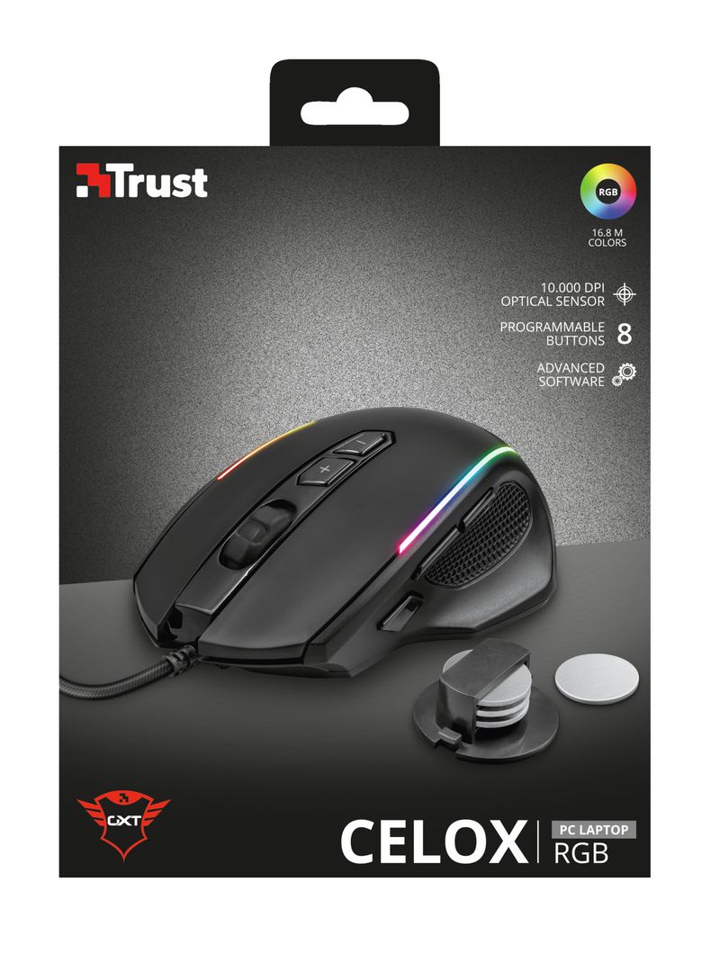 Trust-GXT-165-Celox-mouse-USB-Ottico-10000-DPI-Mano-destra