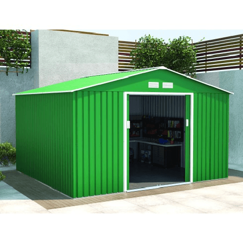 Casetta da Giardino in Lamiera 341x322x211 cm Box Porta Attrezzi