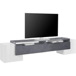 Mobile Porta TV Grigio report Bianco 210x45x45 cm