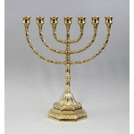 Candelabro Menorah ottone Lucido 7 braccia grande Ebraico