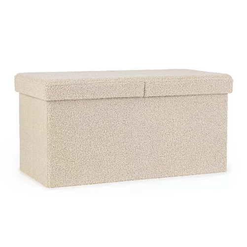 Pouf ContenitorePieg. Ret Boucle Beige (2 Pezzi) - MARTIN