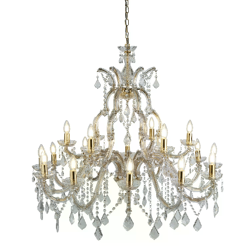 Lampadario Classico Marie Therese Acciaio Adjustable Vetro 18 Luci E14