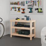 vidaXL Banco da Lavoro 110,5x50x80 cm in Legno Massello di Pino