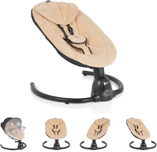 MONI Altalena Elettrica con Riduttore ad Orso Telecomando e Melodie ARI BEAR BEIGE