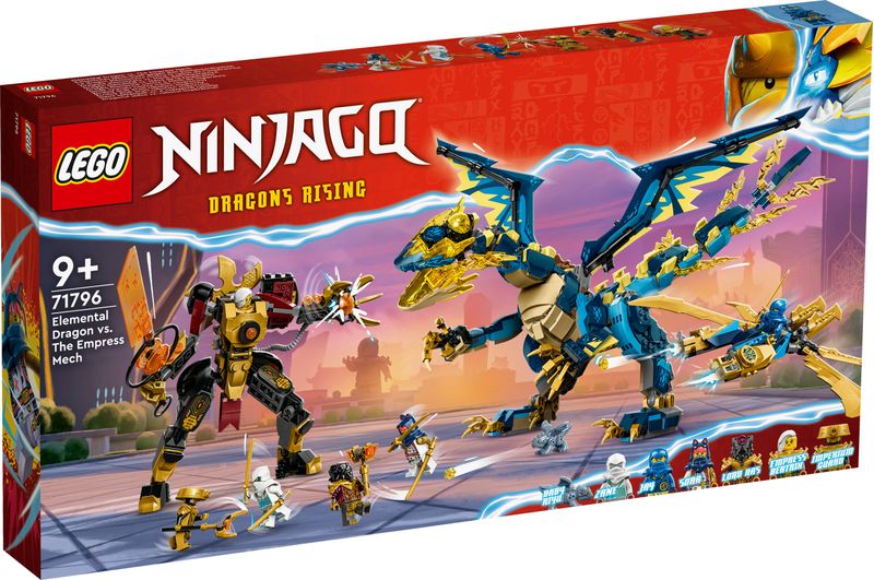 LEGO-NINJAGO-71796-Dragone-Elementare-vs.-Mech-dell’Imperatrice-Set-con-Drago-Giocattolo-Action-Figure-Flyer-e-6-Minifigure