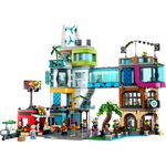 LEGO City 60380 Downtown, Modular Building Set con Negozio, Barbiere, Studio Blogging, Hotel, Discoteca e 14 Minifigure