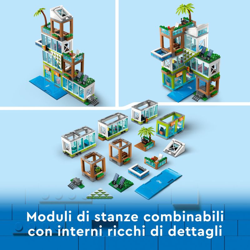 LEGO-City-60365-Condomini-Modular-Building-Set-con-Stanze-Combinabili-e-6-Minifigure-Regalo-di-Compleanno-per-Bambini-6--Anni