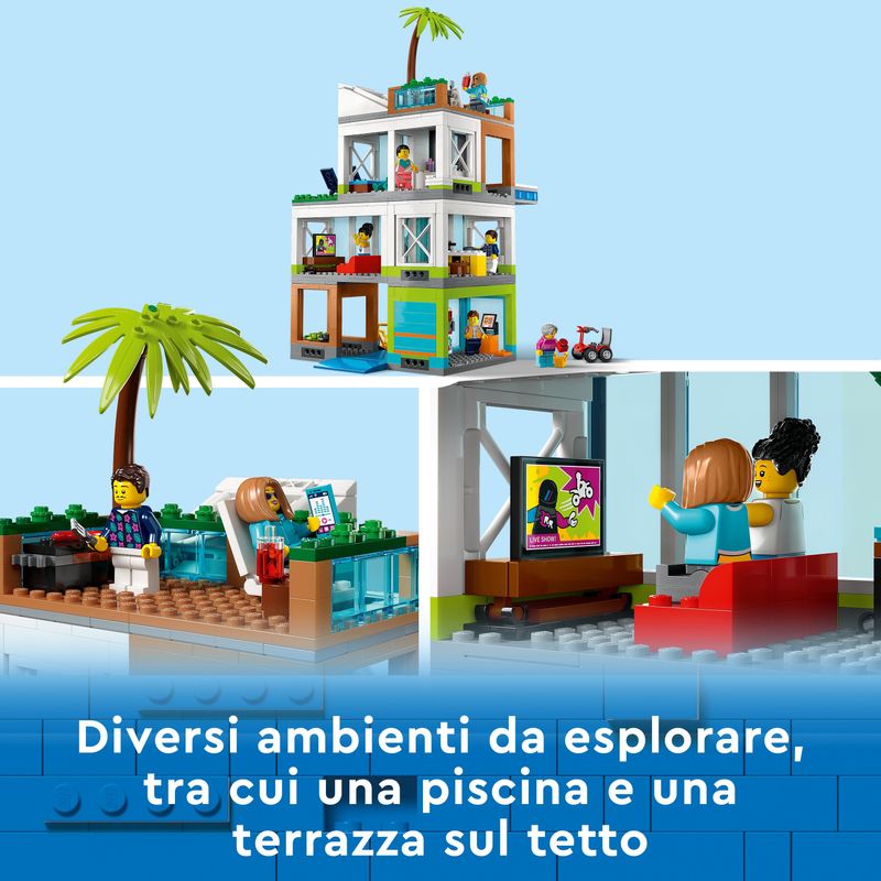 LEGO-City-60365-Condomini-Modular-Building-Set-con-Stanze-Combinabili-e-6-Minifigure-Regalo-di-Compleanno-per-Bambini-6--Anni