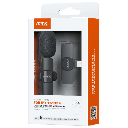Movtek MOVTEK MINI MICROFONO LAVALIER WIRELESS NERO CON CONNETTORE LIGHTNING - TR9207