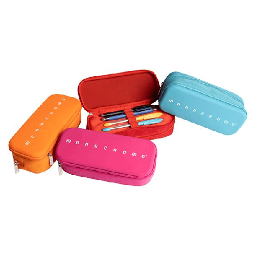 PIGNA Astuccio 2 zip silicone e poliestere 21x5xc9cm colori assortiti Monocromo Pigna