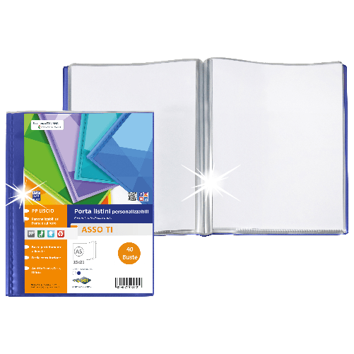 SEI ROTA Portalistini personalizzabile ASSO TI 15x21cm 40 buste blu Sei Rota
